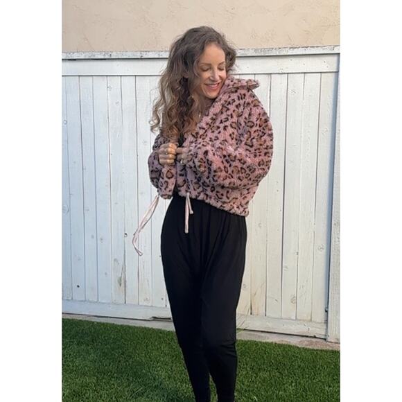 BRITNEY SPEARS 90s Y2K Leopard Faux Fur Jacket Pop Upcycled Retro Vintage Size S - Picture 3 of 13